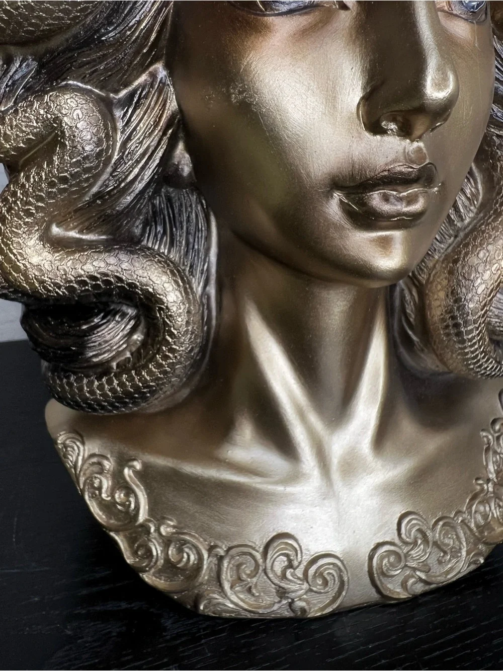NEW Spooky Night Gold Light Up Medusa Bust Decor